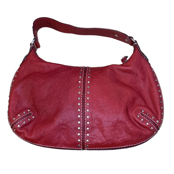 🔥 Michael Kors Red Silver Studded leather Astor shoulder bag w Dustbag - Picture 6 of 6
